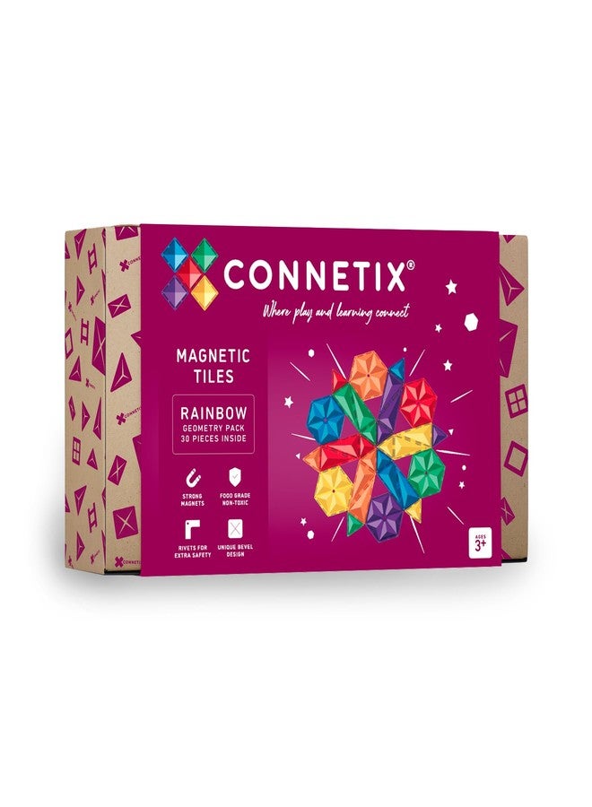 CONNETIX Magnetic Tiles Rainbow Geometry Pack, 30 Pieces - Image 1
