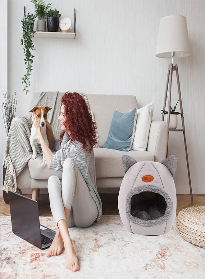 RELEMTRA Cat Cave Bed, 36 * 36 cm Warm and Comfortable Cat Bed Cat Tent with Non-Slip Bottom, Semi-Enclosed Foldable Cat Cave Nest Cozy Sleeping Bed for Cats - Image 5