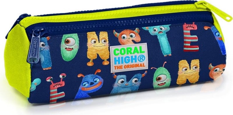 CORAL HIGH Kids Highlighter Yellow Three Compartment Pencil Bag 22026 