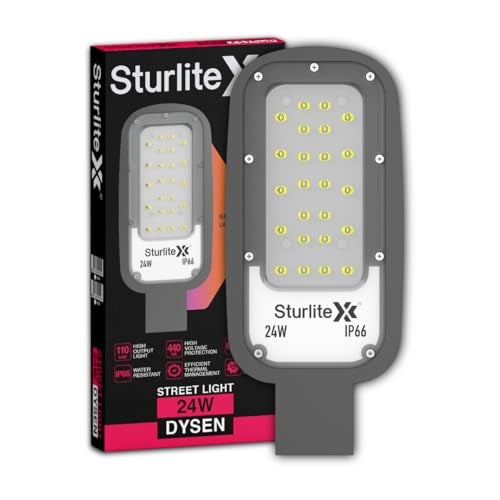 Sturlite Dysen 24W LED Street Light| Cool White 6500K Color Temperature LED Street Lamp| IP66 Waterproof Surge Protection Focus Light for Garage, Parking, Garden, Playground & Sidewalks - (Pack of 1) - Image 1