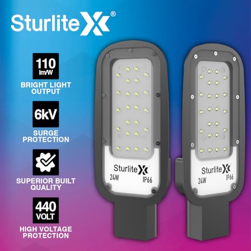 Sturlite Dysen 24W LED Street Light| Cool White 6500K Color Temperature LED Street Lamp| IP66 Waterproof Surge Protection Focus Light for Garage, Parking, Garden, Playground & Sidewalks - (Pack of 1) - Image 3
