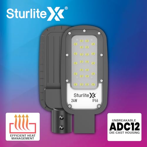 Sturlite Dysen 24W LED Street Light| Cool White 6500K Color Temperature LED Street Lamp| IP66 Waterproof Surge Protection Focus Light for Garage, Parking, Garden, Playground & Sidewalks - (Pack of 1) - Image 4