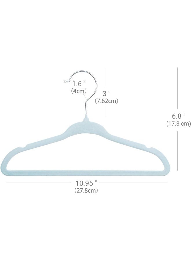 Red Dot Gift Red Dot Gift® 10-Pack Baby Velvet Hangers - Nursery Clothes Hangers Non Slip Toddler Hangers, 360 Chrome Swivel Hook (Blue, 28 cm)  - Image 2