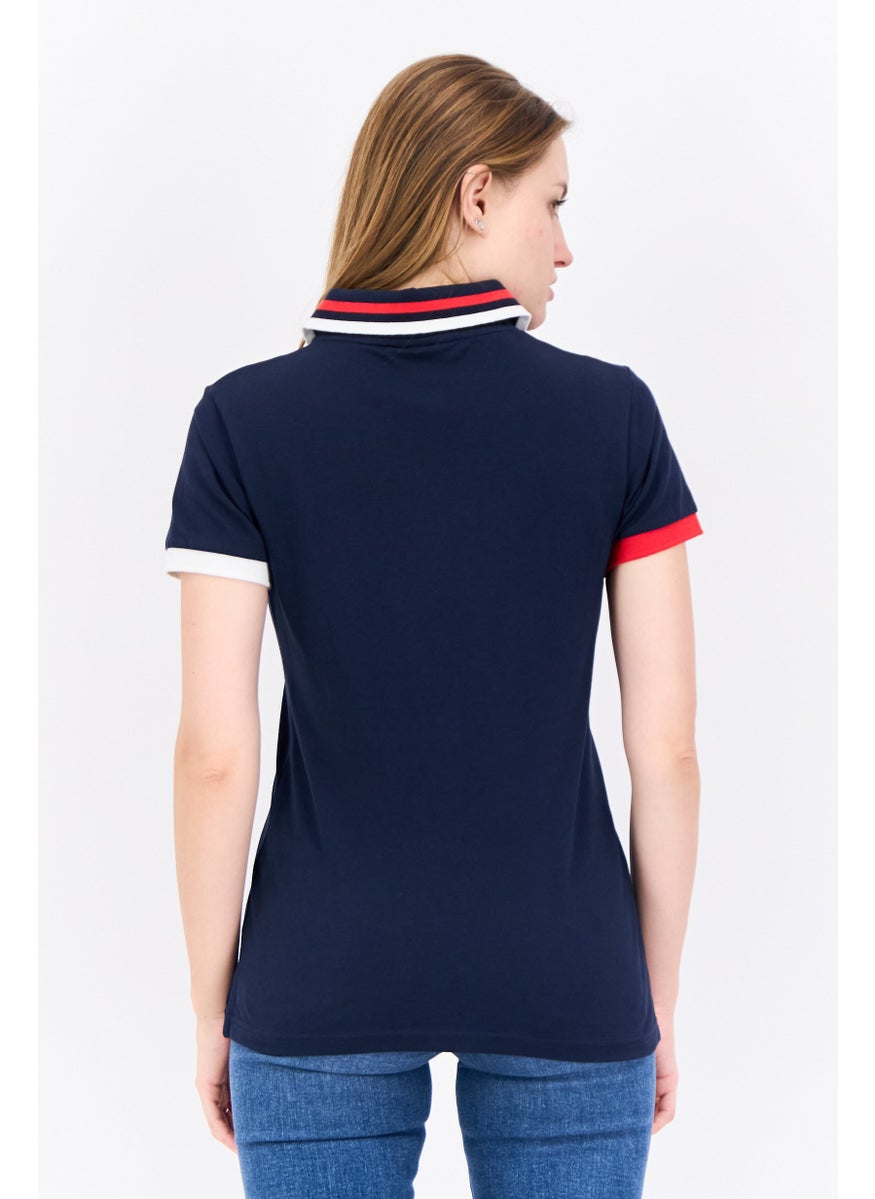 Women Spread Collar Short Sleeves Brand Logo Polo Shirt, Navy - pzsku/ZB01C8AA25FFD7674FE37Z/45/_/1738678725/52025423-639f-4917-b3a9-47de5e633e8b