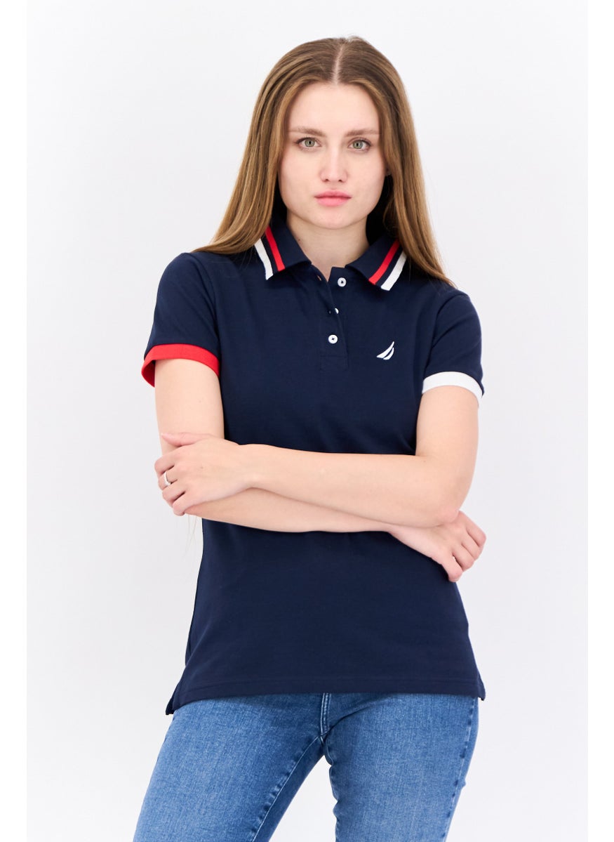 Women Spread Collar Short Sleeves Brand Logo Polo Shirt, Navy - pzsku/ZB01C8AA25FFD7674FE37Z/45/_/1738678744/2939c962-82c0-4724-8a1c-58ee91fc6891