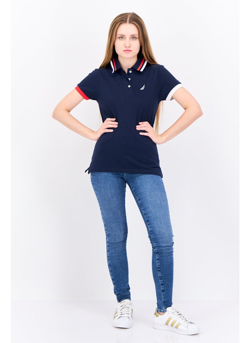 Women Spread Collar Short Sleeves Brand Logo Polo Shirt, Navy - pzsku/ZB01C8AA25FFD7674FE37Z/45/_/1738678844/f9605c08-a15e-47e3-9cb7-25f7328217d6