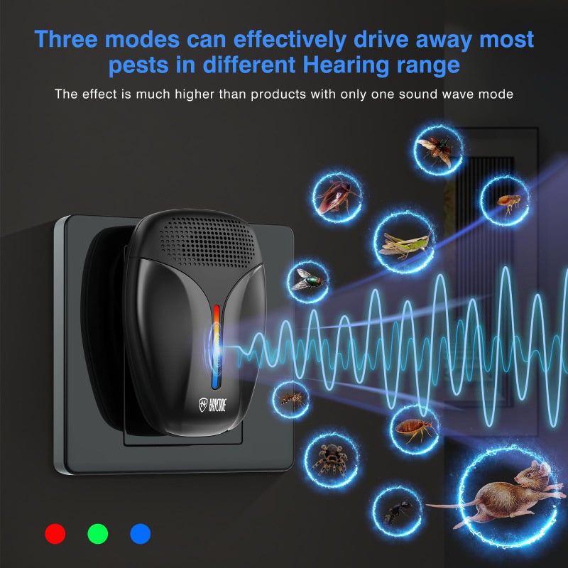 Haycone Upgraded Ultrasonic Repeller & Insect Indoor Repeller,Ultrasonic and Repellent for Roach,Rodent,Mouse,Bugs,Mosquito,Mice,Spider,Ant,3 Mode Switching,6 Packs - Image 3