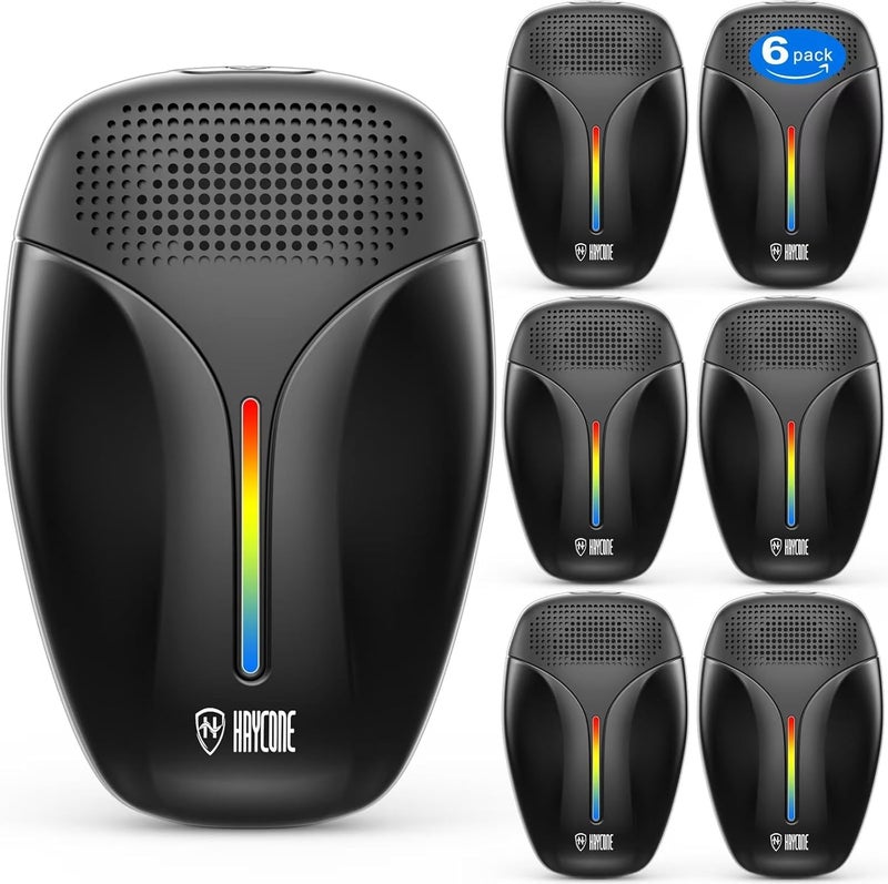 Haycone Upgraded Ultrasonic Repeller & Insect Indoor Repeller,Ultrasonic and Repellent for Roach,Rodent,Mouse,Bugs,Mosquito,Mice,Spider,Ant,3 Mode Switching,6 Packs - Image 1