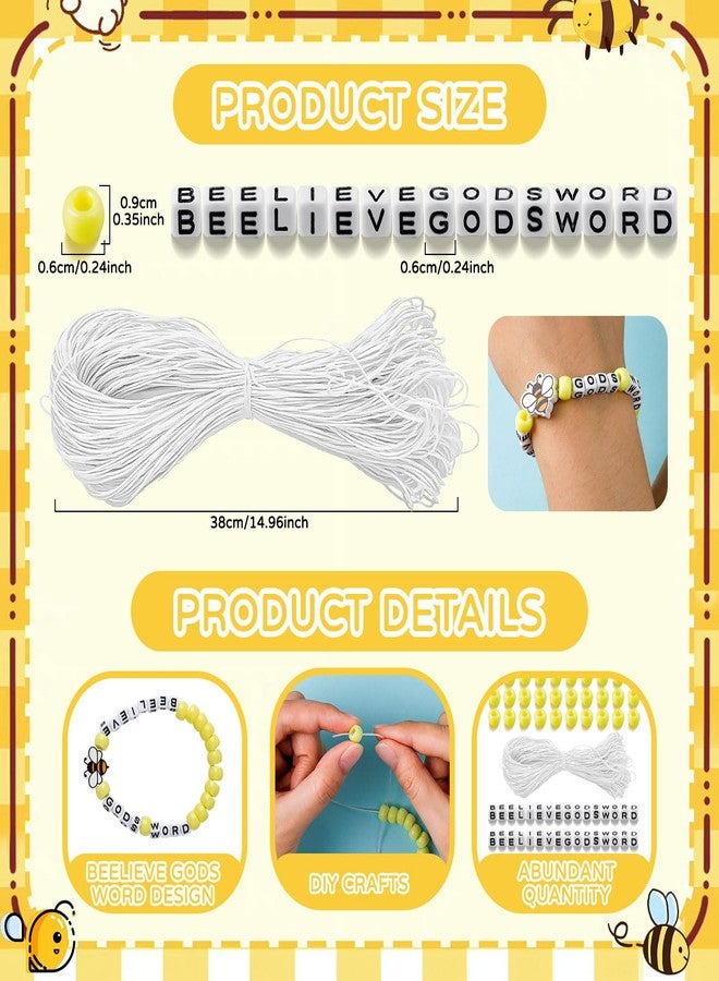 rolyta 36 Sets Bee Bible Theme Bracelet Making Kit, Religious Sunday School Beads for Bracelets with Wooden Bee, Ideal for Christian VBS Crafts, DIY Religious Handmade Supplies - Image 2
