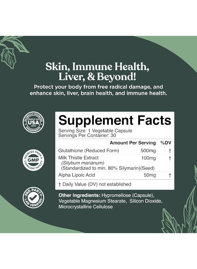 Nature Bound Pure Glutathione Supplement (500mg, 30 Veg Capsules) - Image 3