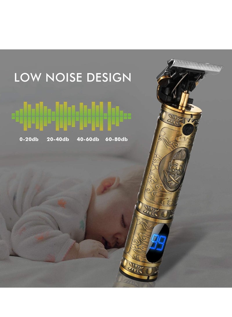 Upgraded Hair Trimmer Beard Clippers for Men Professional USB Electric Hair Clippers for Hair Cutting T Blade Gold Trimmers Pro Li Cordless Outliner Zero Gaped Rechargeable Retro Trimmer LED Display - Image 5