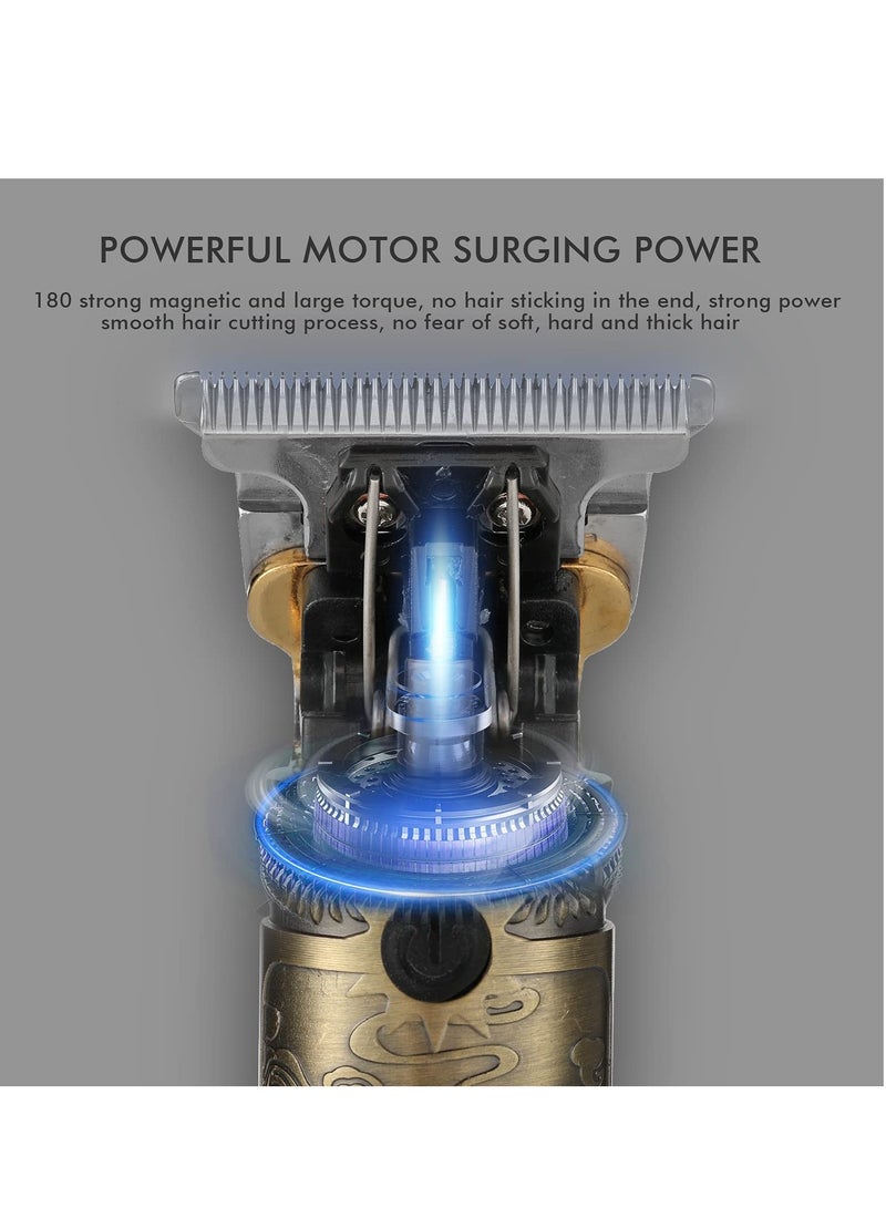 Upgraded Hair Trimmer Beard Clippers for Men Professional USB Electric Hair Clippers for Hair Cutting T Blade Gold Trimmers Pro Li Cordless Outliner Zero Gaped Rechargeable Retro Trimmer LED Display - Image 4