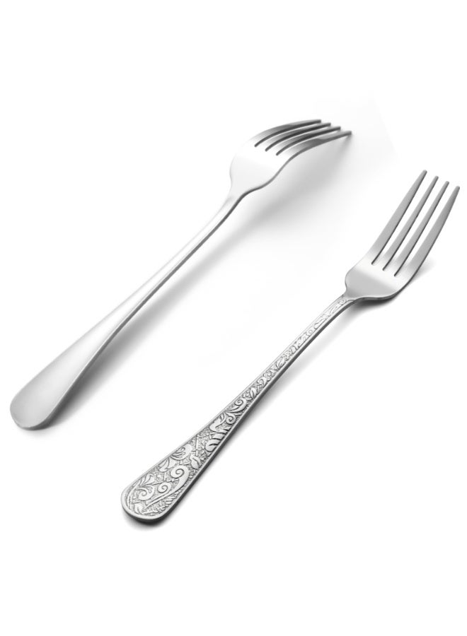 Set of 2 Stainless Steel Dinner Forks, Silver Silverware Table Forks, Dishwasher Safe Cutlery Forks for Daily Use - Image 1