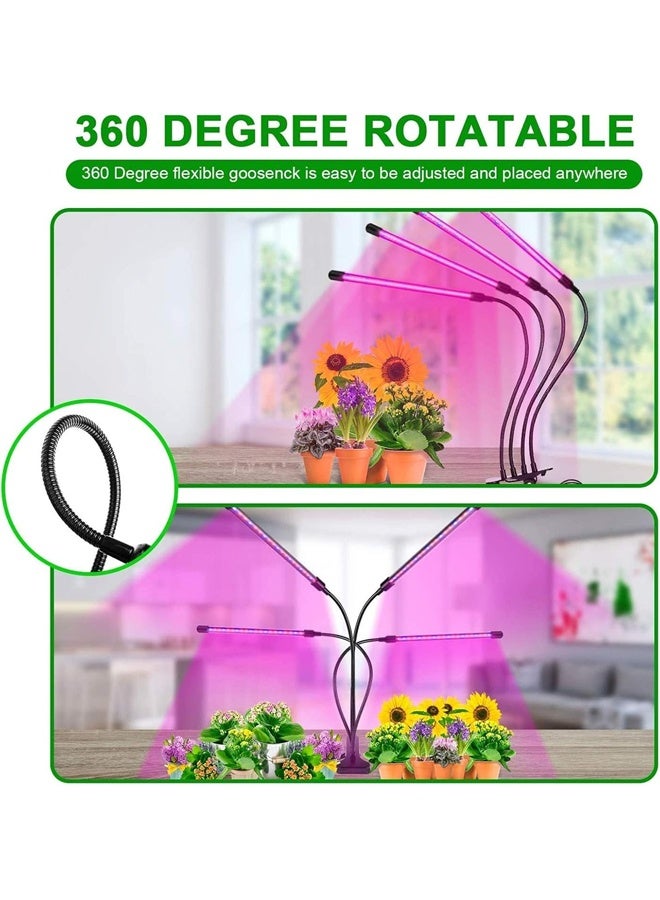DUNISO Grow Lights For Indoor Plants，4 Head Led Grow Light，3/9/12h Timer,9 Dimmable Levels, 3 Lighting Mode﻿，Can Rotate 360 °，Suitable for Balconies, Greenhouses, Darkrooms, and Offices  - Image 2