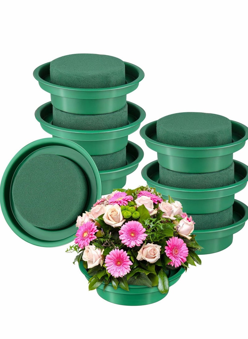 SYOSI Floral Foam Rounds in Bowls DIY Flower Arrangement Kit, Green Round Wet Flower Foam Blocks for Fresh and Artificial Flower Arrangements,Wedding Aisle Flowers, Birthday Wedding Party Decors 8 Packs - Image 1