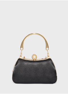 Khizana Metal Handle Diamante Floral Clutch Bag  - Image 2