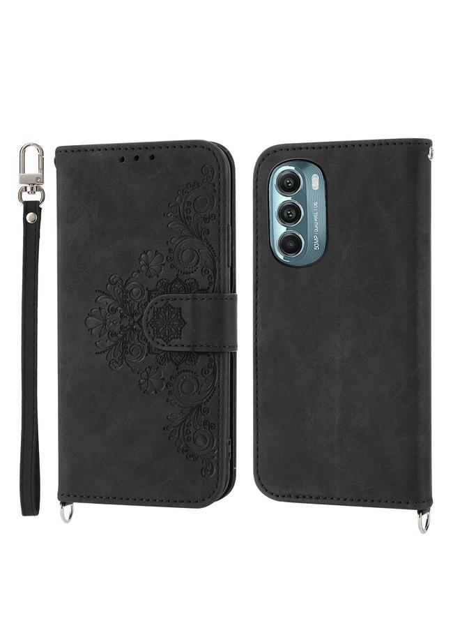 اس-توب جراب لهاتف Motorola Moto G Stylus 5G 2022، جراب هاتف من الجلد بملمس جلدي منقوش عليه زهور - Image 1