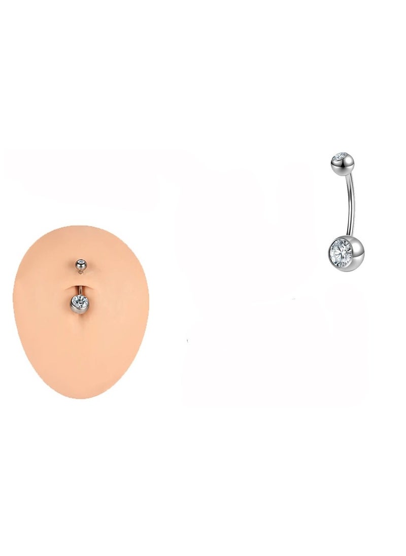 Generic Yosrstore Belly Button Rings Navel Piercing Jewelry Steel Crystals Bar  - Image 3