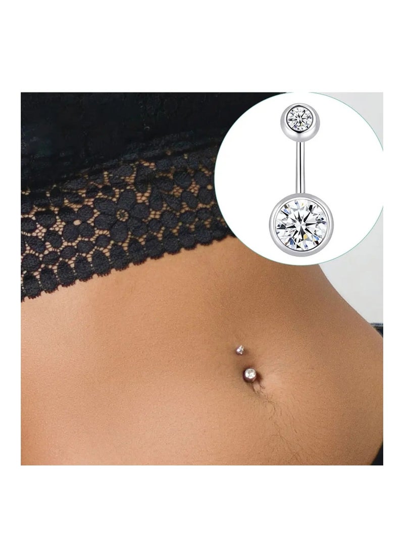 Generic Yosrstore Belly Button Rings Navel Piercing Jewelry Steel Crystals Bar  - Image 1