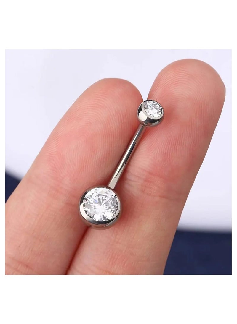 Generic Yosrstore Belly Button Rings Navel Piercing Jewelry Steel Crystals Bar  - Image 2
