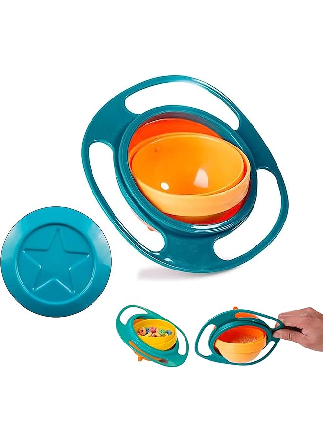 أكس سبرينج وعاء جيروسكوب للأطفال، أوعية بلاستيكية للأطفال مزودة بأغطية، وعاء مقاوم للانسكاب، مجموعة أدوات مائدة للأطفال الرضع، لوازم تغذية ذاتية الأكل - Image 1