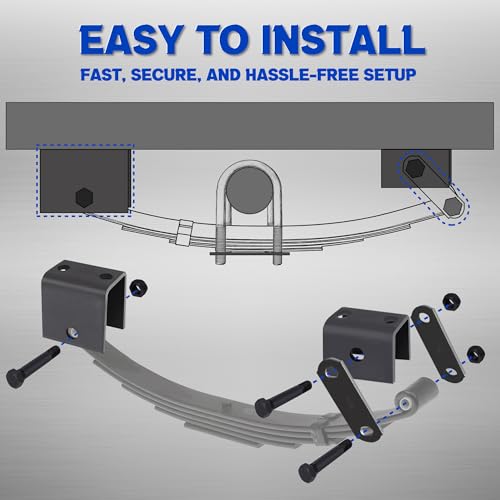 Lonffery Trailer Leaf Spring Hanger Kit for 1-3/4" Double Eye Springs, Single Axle 2000–7000 lbs, Trailer Suspension & Shackle Hardware Kit - Image 4