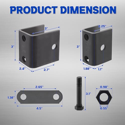 Lonffery Trailer Leaf Spring Hanger Kit for 1-3/4" Double Eye Springs, Single Axle 2000–7000 lbs, Trailer Suspension & Shackle Hardware Kit - Image 3