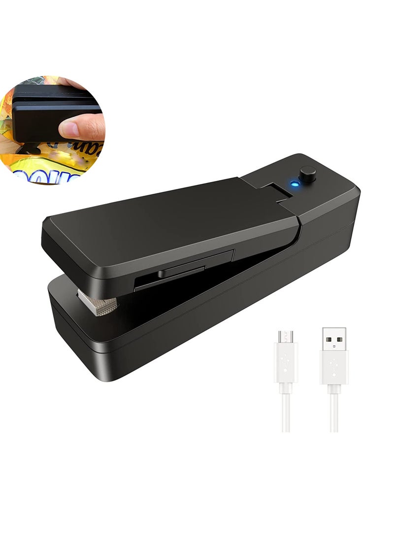 SYOSI Mini Bag Sealer USB Rechargeable Sealing Machine 2 in 1 Heat Sealer and Cutter Portable Handheld Heat Vacuum Sealer Kitchen Gadget for Snack Fruits Chip Sandwich Plastic Bags Storage - Image 1