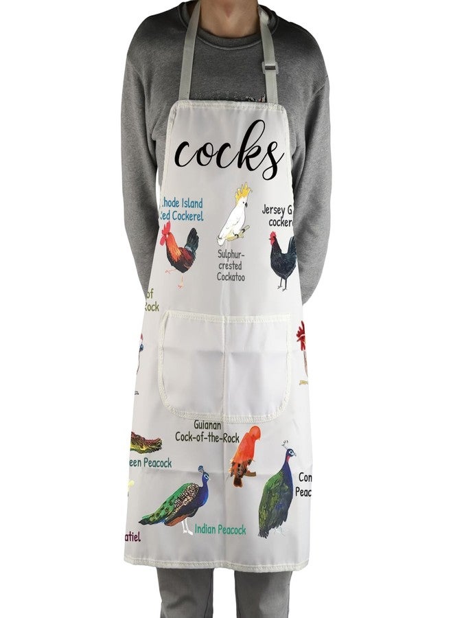 MBMSO Cocks Apron Bird Kitchen Cooking Apron with Pockets Cockatoo Gifts for Bird Lover Peacock Gifts Cockatiel Apron (Cocks Apron-w) - Image 4
