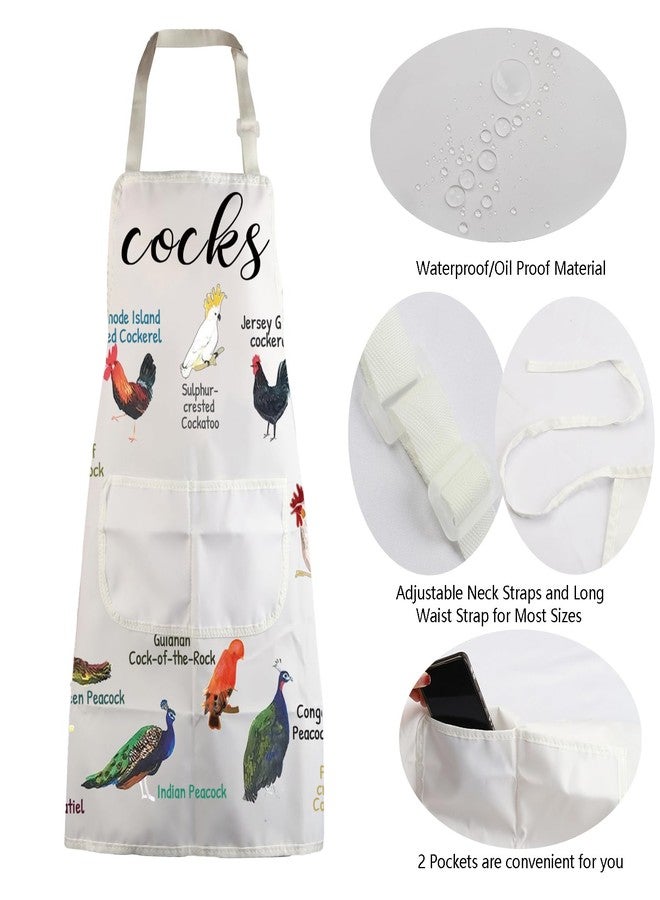MBMSO Cocks Apron Bird Kitchen Cooking Apron with Pockets Cockatoo Gifts for Bird Lover Peacock Gifts Cockatiel Apron (Cocks Apron-w) - Image 5