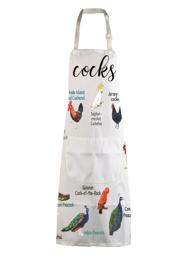 MBMSO Cocks Apron Bird Kitchen Cooking Apron with Pockets Cockatoo Gifts for Bird Lover Peacock Gifts Cockatiel Apron (Cocks Apron-w) - Image 1