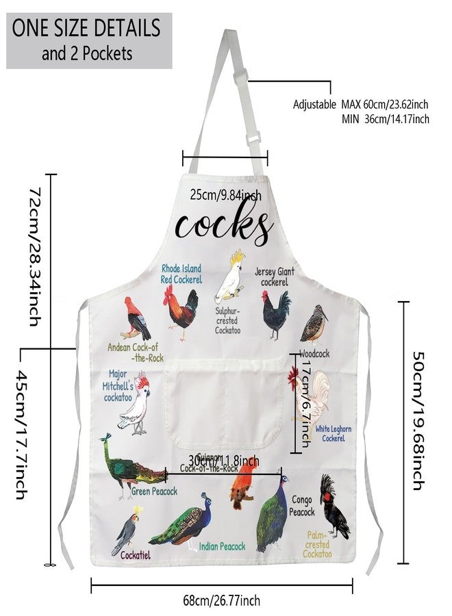 MBMSO Cocks Apron Bird Kitchen Cooking Apron with Pockets Cockatoo Gifts for Bird Lover Peacock Gifts Cockatiel Apron (Cocks Apron-w) - Image 2