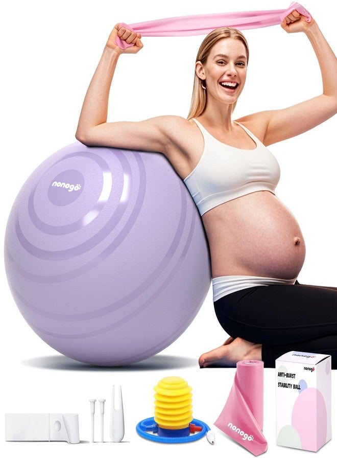 nonogo Birthing Ball for Pregnancy with Resistance Bands- Exercise Ball for Working Out, Yoga, Physical Therapy, Maternity Physio, Balance Stability Ball with Pump - Image 1