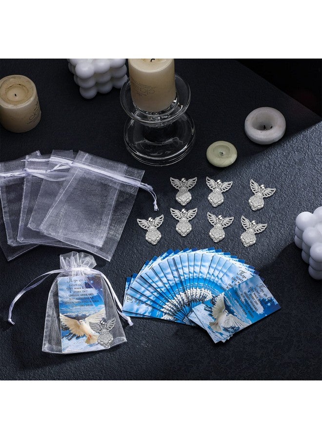 Inbagi 100 Sets Memorial Angel Pins Bulk Funeral Favors Includes 100 Angel Lapel Pin Brooches 100 Peace Dove Poem Cards 100 Organza Bags Memorial Sympathy Gifts Charms Presents for Guests Family Loss - Image 5