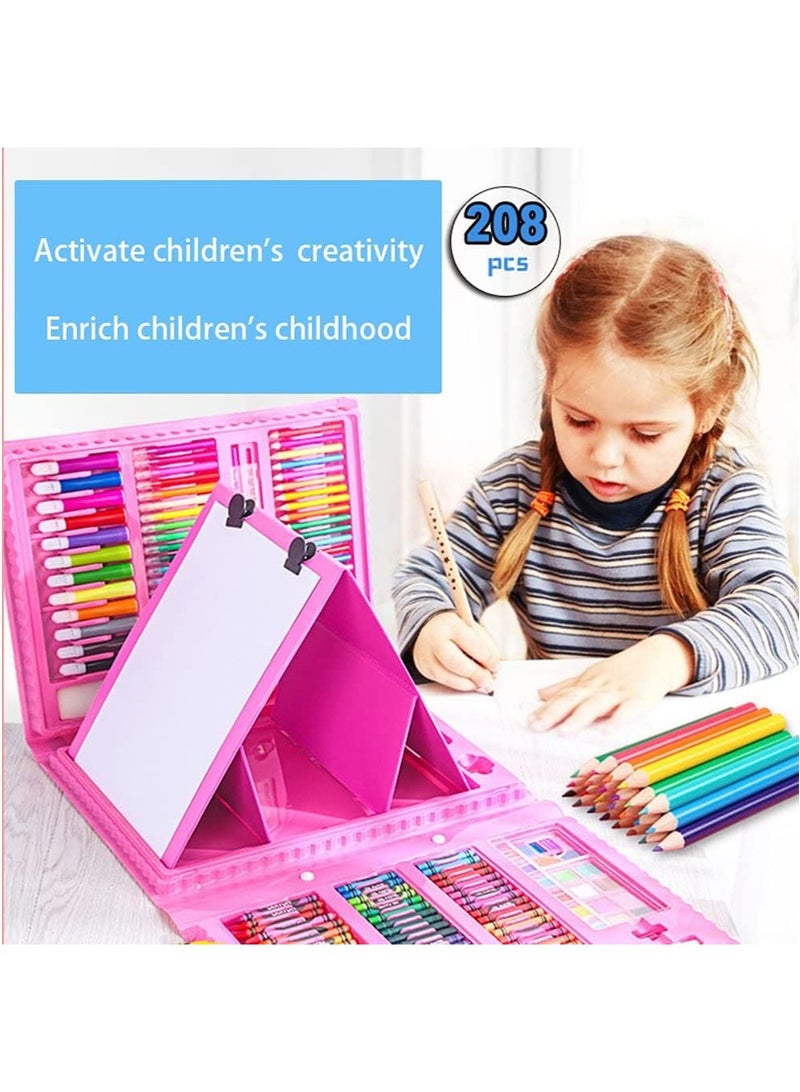TAPIT 208 Pcs Children's Art Supplies Kit for Painting & Drawing, All-in-One Art Set, Included Oil Pastels, Crayons, Colored Pencils, Markers, ect. Great Gift for Kids (Pink) - Image 3