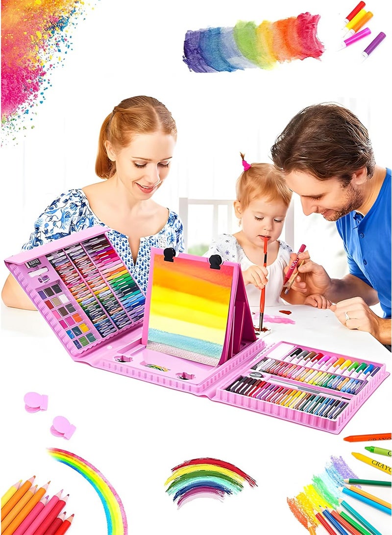 TAPIT 208 Pcs Children's Art Supplies Kit for Painting & Drawing, All-in-One Art Set, Included Oil Pastels, Crayons, Colored Pencils, Markers, ect. Great Gift for Kids (Pink) - Image 1