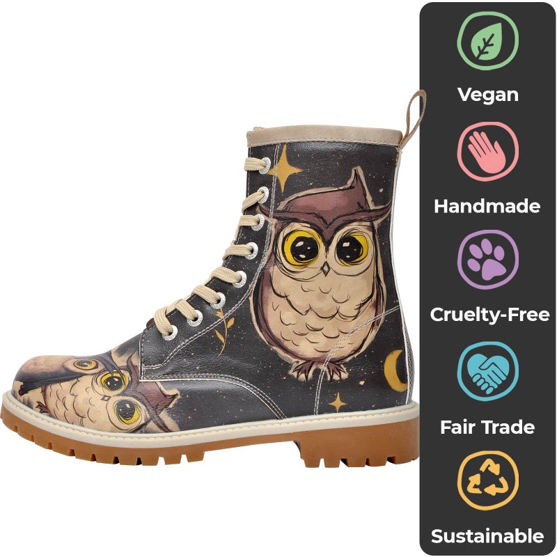 DOGO Long Boots for Women â€“ Vegan Leather and Unique Design Womens Winter Boots, Comfortable and Stylish Womens Boots, Owls Family Design, Size 6.5 - Image 5