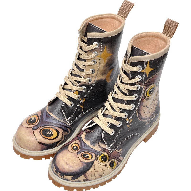 DOGO Long Boots for Women â€“ Vegan Leather and Unique Design Womens Winter Boots, Comfortable and Stylish Womens Boots, Owls Family Design, Size 6.5 - Image 2