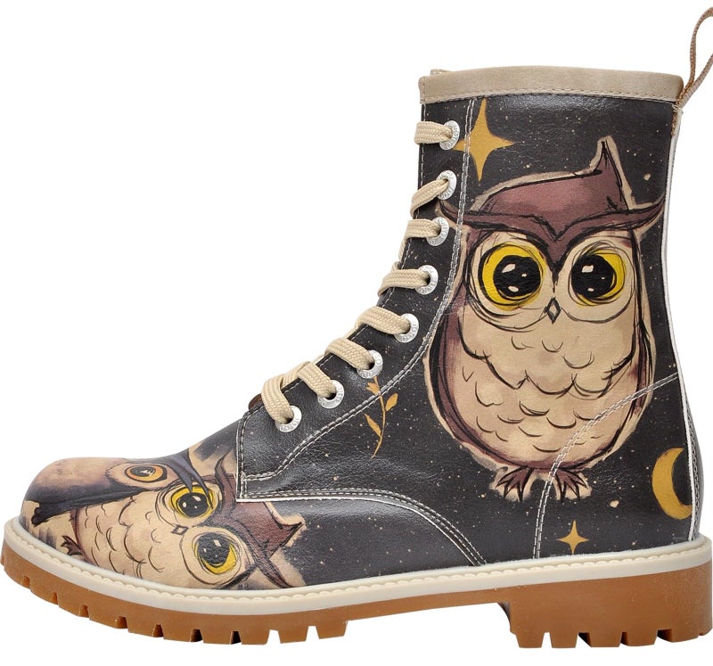 DOGO Long Boots for Women â€“ Vegan Leather and Unique Design Womens Winter Boots, Comfortable and Stylish Womens Boots, Owls Family Design, Size 6.5 - Image 1