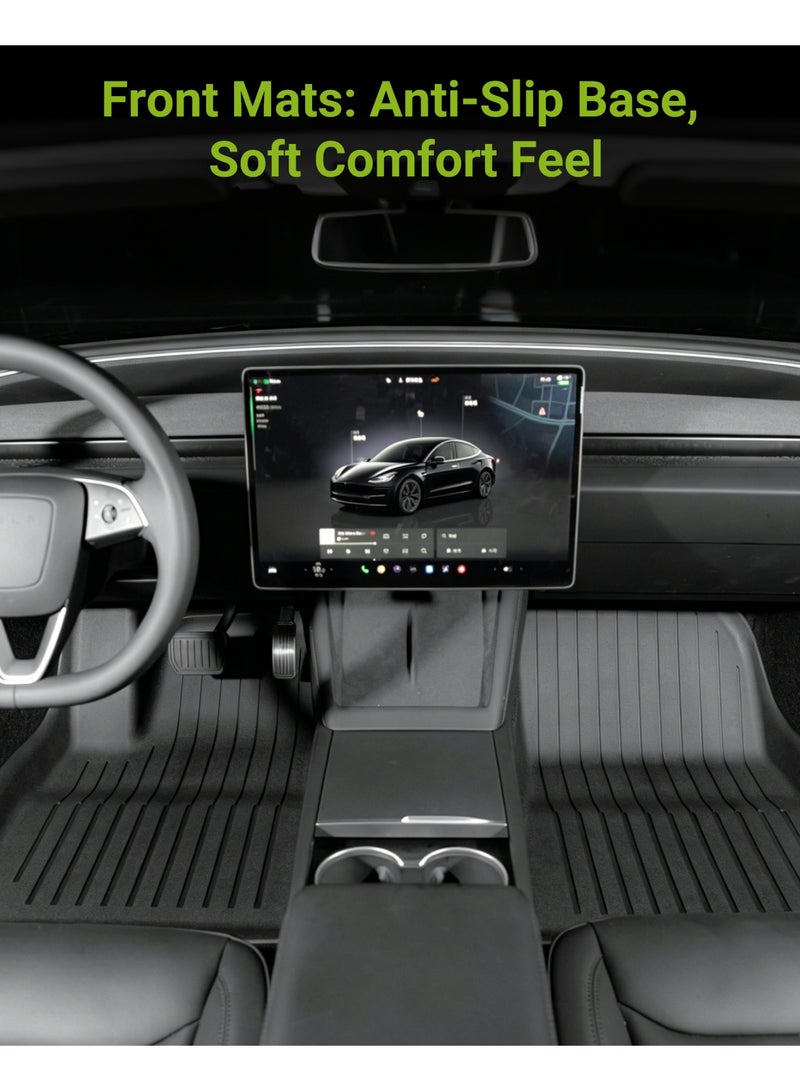 SUPER 5 Tesla Model 3 Highland Floor Mats 2024 2025 2026 All-Weather Floor Mats Set (6 Pieces) | Custom Fit, Pet & Child-Friendly | Tesla Model 3 Cargo Liner Rear Cargo Tray Trunk Interior Accessories - Image 3