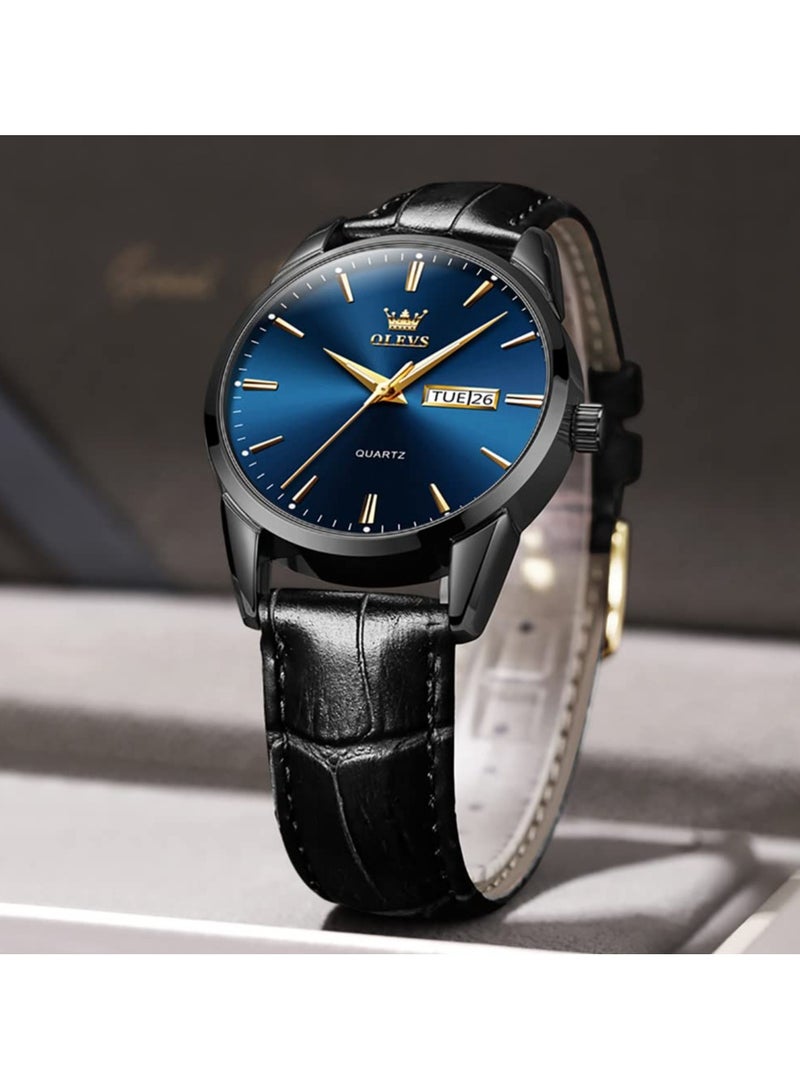 أوليفز ساعات OLEVS للرجال كرونوغراف تناظرية كوارتز، حزام جلدي مع تاريخ اليوم، ساعة معصم مقاومة للماء من الفولاذ المقاوم للصدأ، ساعات مضيئة للرجال، أزياء، ترفيه - Image 5