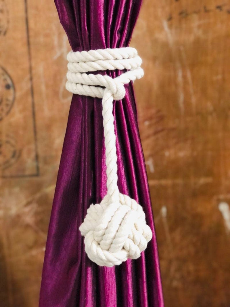 Esselkay Curtain Tiebacks 2 Pack Curtain Ties Curtain Holders for Wall Drapes Curtain Holdbacks Curtain Tie Backs for Curtains Pull Backs Drapery Tiebacks Outdoor Beige Curtain Rope Tiebacks  - Image 4