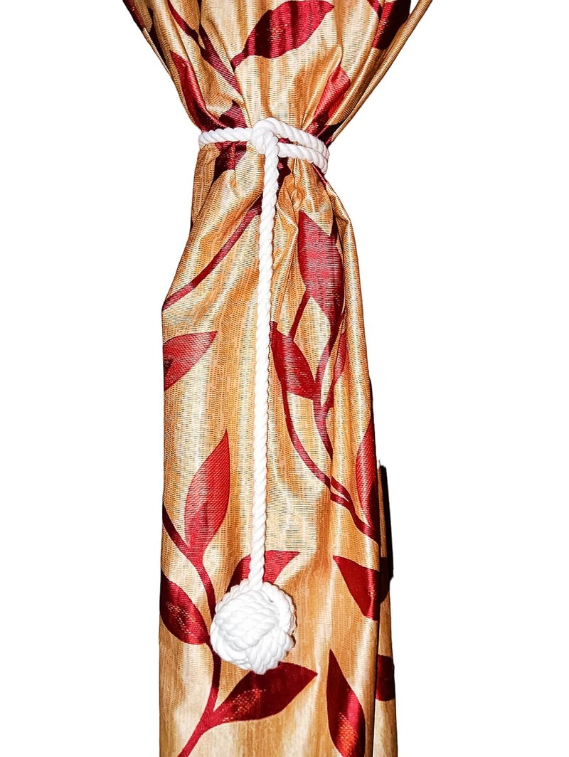 Esselkay Curtain Tiebacks 2 Pack Curtain Ties Curtain Holders for Wall Drapes Curtain Holdbacks Curtain Tie Backs for Curtains Pull Backs Drapery Tiebacks Outdoor Beige Curtain Rope Tiebacks  - Image 3
