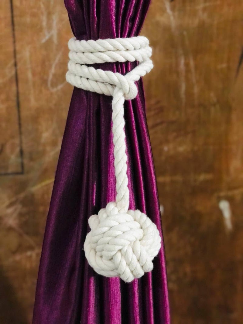 Esselkay Curtain Tiebacks 2 Pack Curtain Ties Curtain Holders for Wall Drapes Curtain Holdbacks Curtain Tie Backs for Curtains Pull Backs Drapery Tiebacks Outdoor Beige Curtain Rope Tiebacks  - Image 2