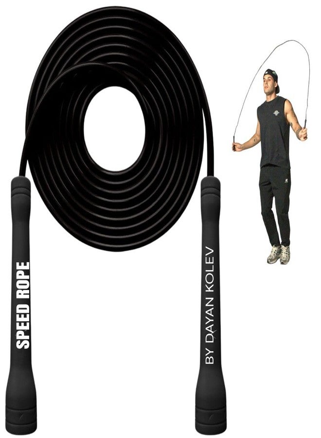 Swissskip Speed Jump Rope by Dayan Kolev, 5mm PVC Skipping Rope, for Beginners and Advanced Athletes, Ideal for Fitness, Cardio, Boxing & CrossFit, Adjustable length with Unbreakable Handles (Black) - Image 1