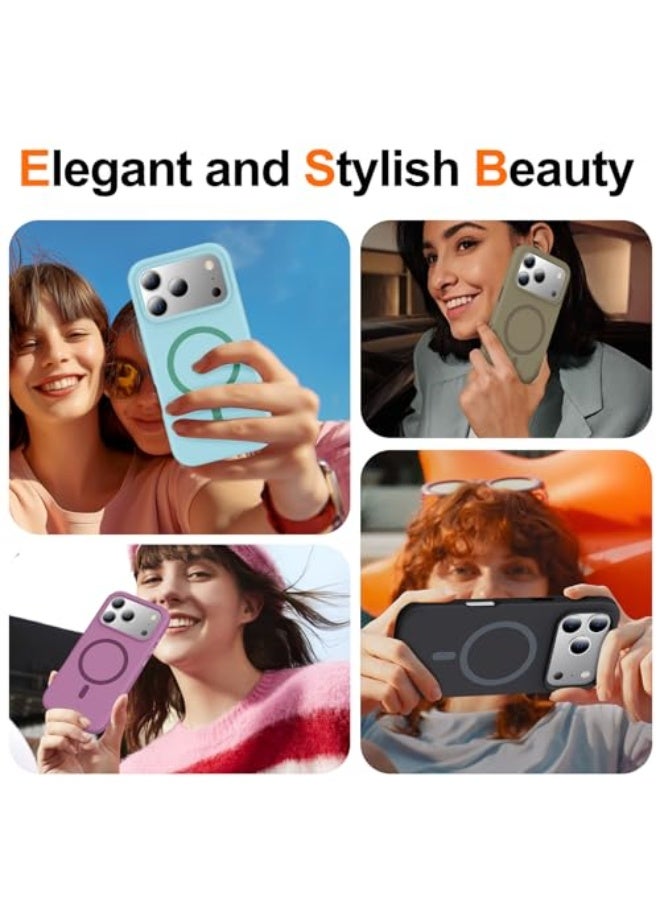 ملبوس حافظة مغناطيسية لجهاز iPhone 17 Pro Max [متوافقة مع MagSafe] [بطانة ميكروفايبر ناعمة مضادة للخدش]، سيليكون فاخر مع واقي شاشة، حافظة هاتف مضادة للصدمات 6.9"، سوداء - Image 3