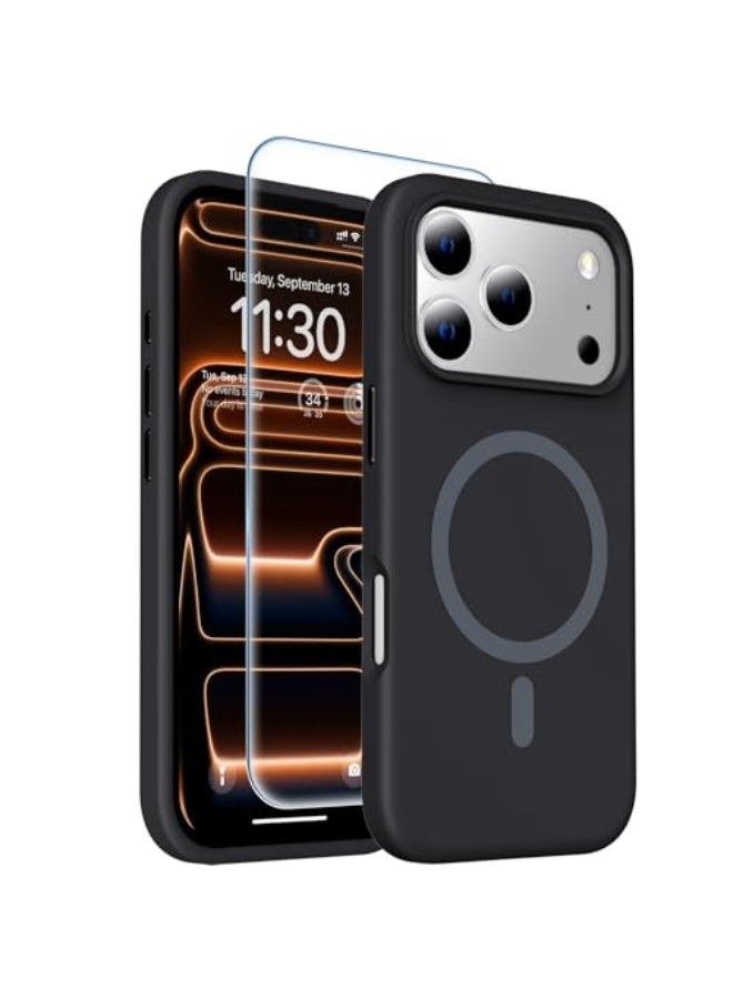 ملبوس حافظة مغناطيسية لجهاز iPhone 17 Pro Max [متوافقة مع MagSafe] [بطانة ميكروفايبر ناعمة مضادة للخدش]، سيليكون فاخر مع واقي شاشة، حافظة هاتف مضادة للصدمات 6.9"، سوداء - Image 1