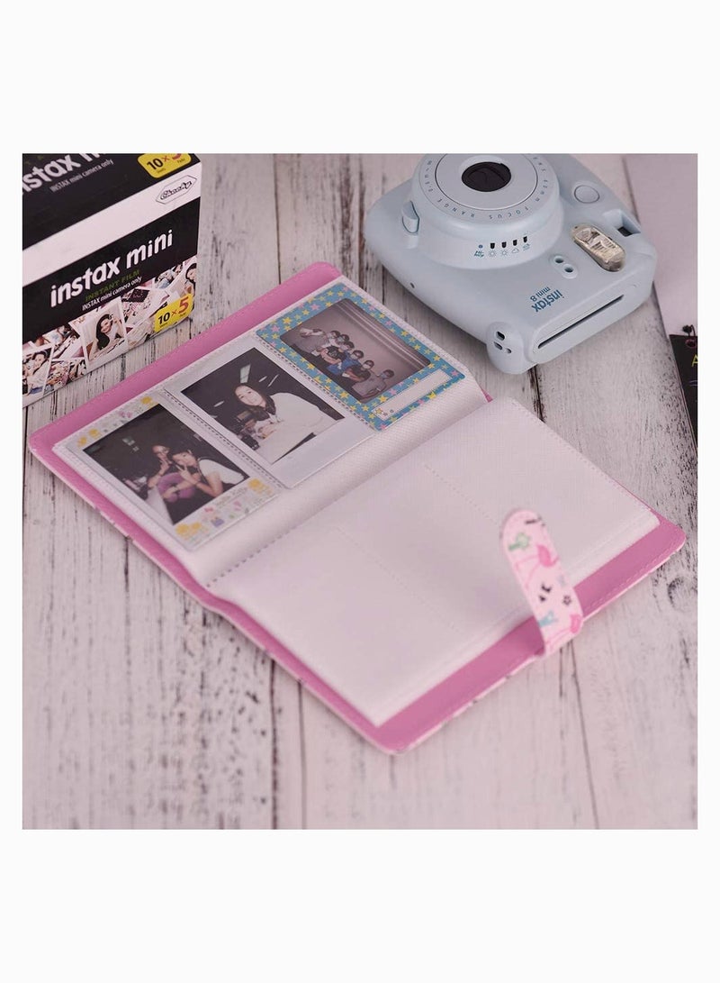 SYOSI Mini Photo Album 96 Pockets PU Leather Flamingo Pattern Polaroid Book for Fujifilm Instax 9 8 7s 70 25 50s 90 Films Camera Paper Credit Card  - Image 2
