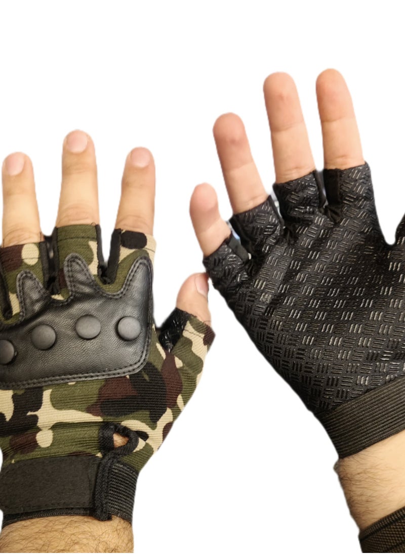 Generic Distinctive half finger sports gloves for gym and motorcycles  - Image 1