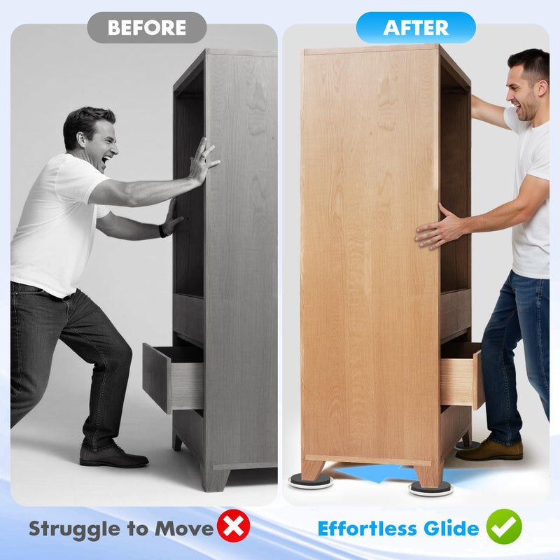 Shnbxtnd 16-Pack Furniture Movers Sliders for Carpet & Hardwood Floors, Save 80% Effort Safely and Easily, The Glide Tool Set for Heavy Furniture and Appliances, Reusable Moving Pads (16 Plastic 3.5" Sliders) - Image 2